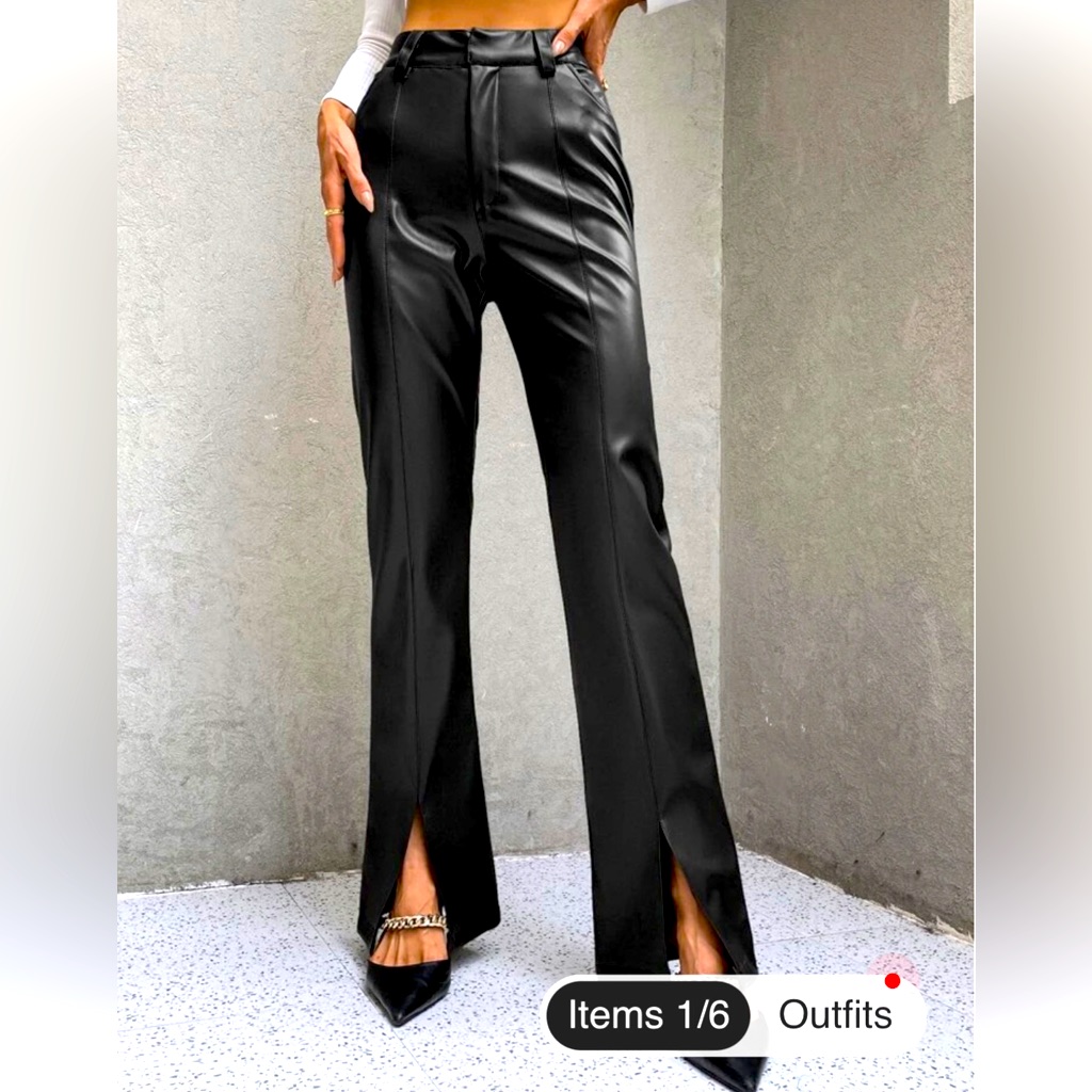 Six/Fifty Faux Leather Pants With Front Slit
